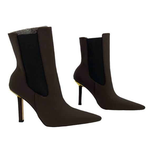 Good American High Kickstand Brown Neoprene Heeled Boots Size 10 NWT $295 MSRP - Picture 3 of 8